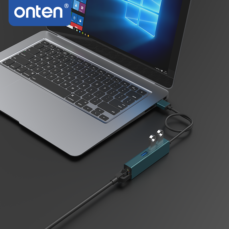 ONTEN 4 IN 1 USB 3.0 TO 3-Ports USB 3.0 Hub With Gigabit Ethernet Adapter - Image 5