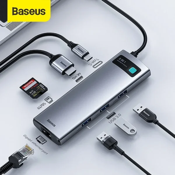 Baseus Metal Gleam Series 8-in-1 Multifunctional Type-C HUB - Image 2